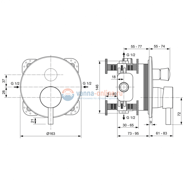 Встраиваемый смеситель для ванны/душа Ideal Standard CERALINE A7389AA Встраиваемый смеситель для ванны/душа Ideal Standard CERALINE A7389AA