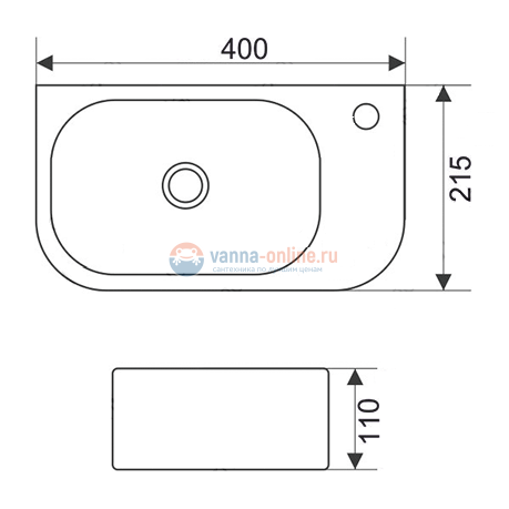 Раковина CeramaLux Серия N 78204 подвесная, L/R, белый