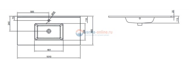 Раковина-столешница Jacob Delafon Ola EXUA112-00, 101 х 46 см Раковина-столешница Jacob Delafon Ola EXUA112-00, 101 х 46 см
