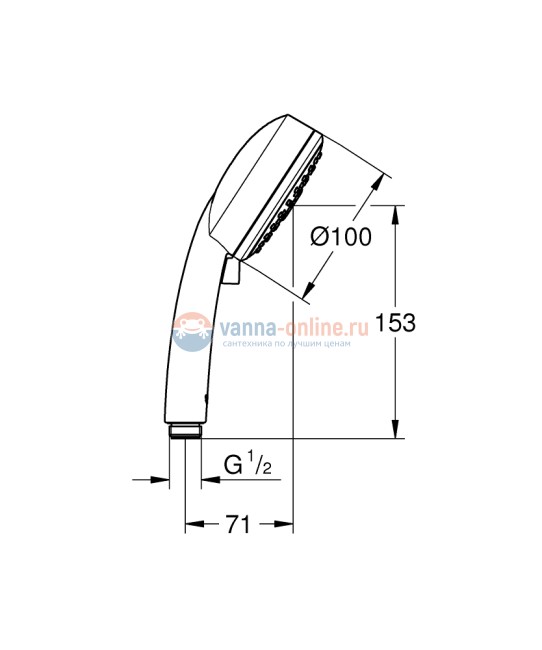 Ручной душ Grohe New Tempesta Cosmopolitan 100 III 27574002, с ограничителем расхода воды