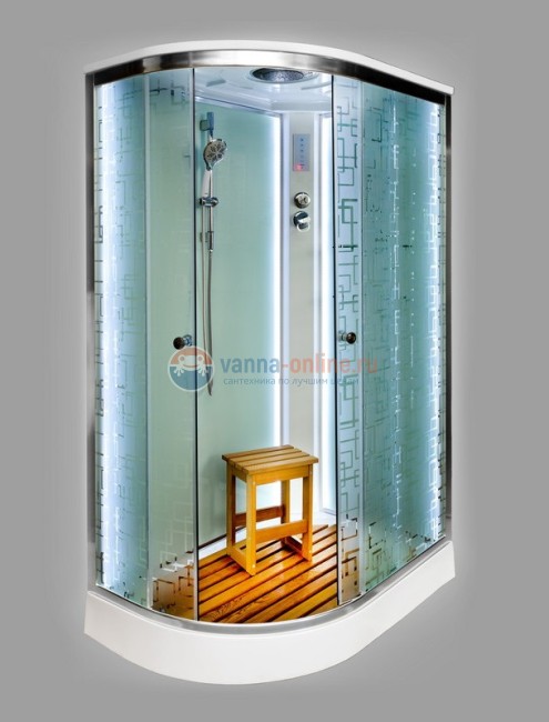 Душевая кабина Deto Em EM1511 L/R LED 110 x 80 см, с крышей, с Led подсветкой