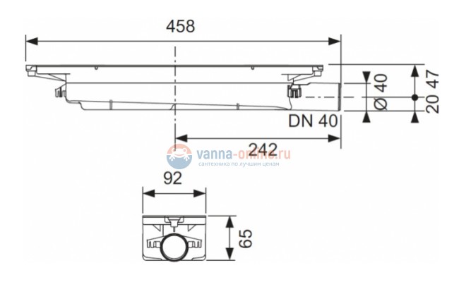 Сифон TECE Drainprofile 673001 низкий DN40, боковой слив