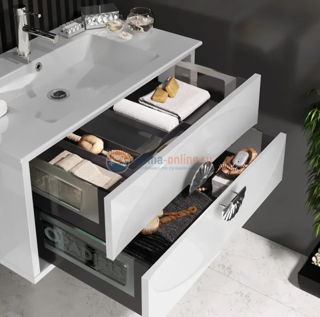 Тумба под раковину opadiris ибица  90 подвесная, 00-00003606, белый/хром