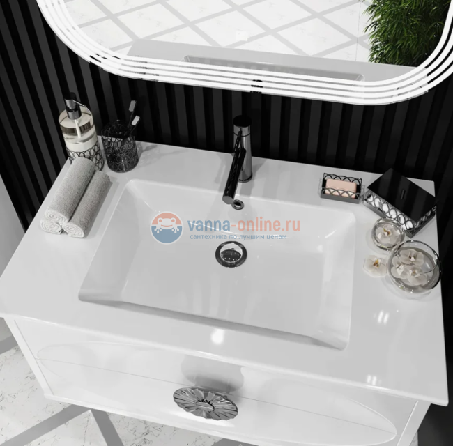 Тумба под раковину opadiris ибица  90 подвесная, 00-00003606, белый/хром