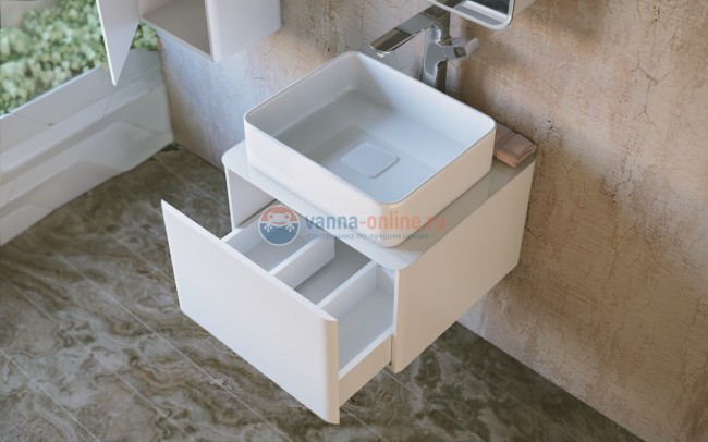 Тумба под раковину Raval Pure 56 Pur.01.56/P/W, подвесная, белая