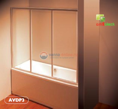 Шторка для ванн Ravak AVDP3-150 алюминевый профиль, пластик Rain