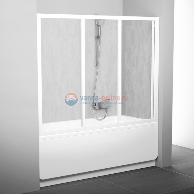 Шторка для ванн Ravak AVDP3-150 алюминевый профиль, пластик Rain