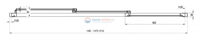 Шторка для ванн Ravak AVDP3-150 алюминевый профиль, пластик Rain