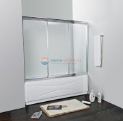 Шторка на ванну Cezares FAMILY-B-V-3, стекло прозрачное/рифлёное, цвет профиля хром