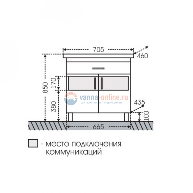 Тумба под раковину СаНта Дублин 70 223004 напольная, цвет белый