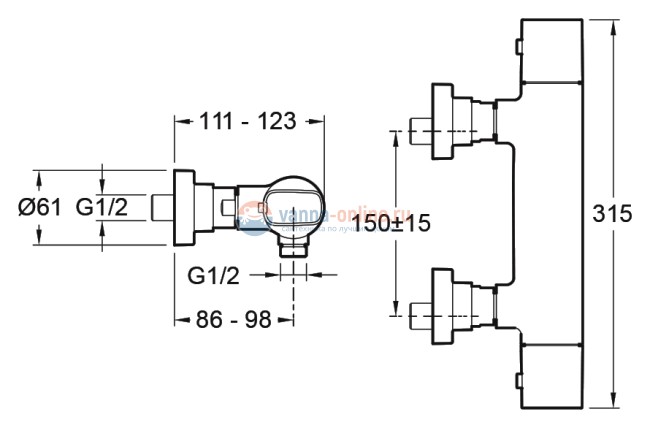 Смеситель Jacob Delafon Aleo E72352-CP для душа Смеситель Jacob Delafon Aleo E72352-CP для душа