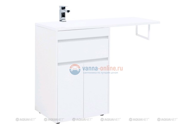 Тумба c раковиной Aquanet Токио 58 00237745 (напольная, 1 ящик, 2 дверцы), цвет белый