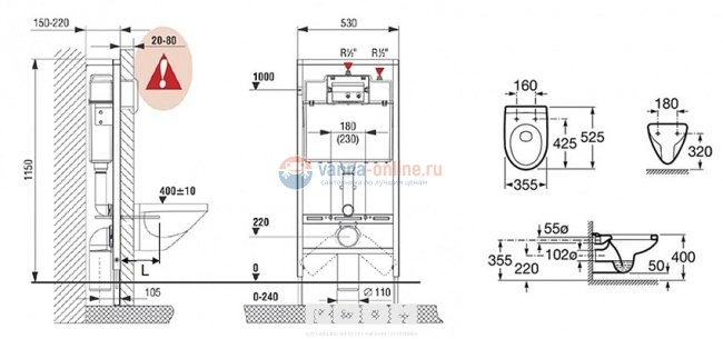 Инсталляция Roca Victoria 893100000 с унитазом, комплект Инсталляция Roca Victoria 893100000 с унитазом, комплект