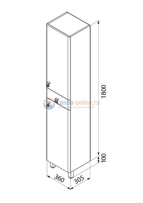 Пенал Iddis Carlow CAR3600i97 36 см напольный, белый/дерево