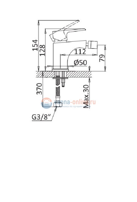 Смеситель для биде Cezares Nautic NAUTIC-BS1-NOP, с донным клапаном, черный матовый