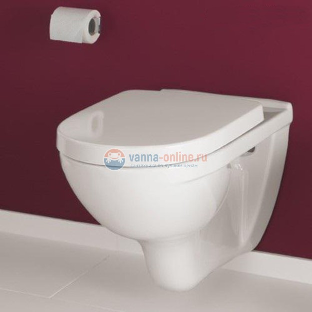 Подвесной безободковый унитаз с сиденьем Soft-Close и с покрытием CeramicPlus, Villeroy&Boch O.novo 5660HRR1, альпийский белый Подвесной безободковый унитаз с сиденьем Soft-Close и с покрытием CeramicPlus, Villeroy&Boch O.novo 5660HRR1, альпийский белый