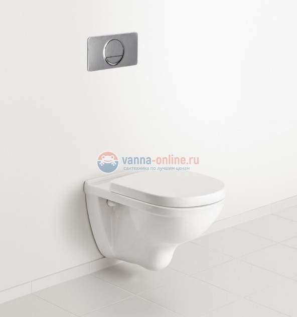 Подвесной безободковый унитаз с сиденьем Soft-Close и с покрытием CeramicPlus, Villeroy&Boch O.novo 5660HRR1, альпийский белый Подвесной безободковый унитаз с сиденьем Soft-Close и с покрытием CeramicPlus, Villeroy&Boch O.novo 5660HRR1, альпийский белый
