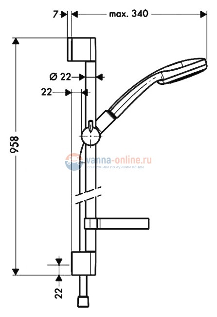 Душевой гарнитур Hansgrohe Croma 100 Vario 27771000, 90 см