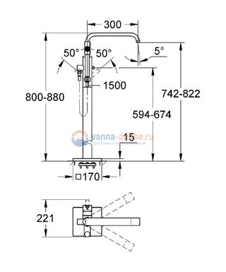 Смеситель напольный Grohe Allure 32754001 для ванны и душа Смеситель напольный Grohe Allure 32754001 для ванны и душа
