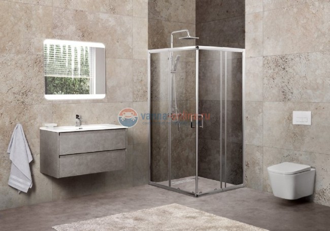 Душевой уголок BelBagno Unique UNIQUE-A-2-75/90-C/P-Cr, 75/90 х 190 см, стекло прозрачное/матовое, цвет профиля хром