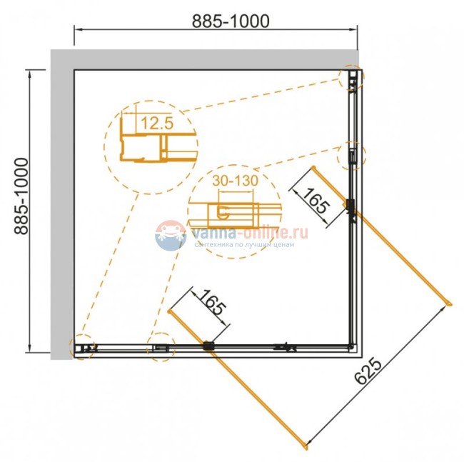Душевой уголок Cezares Variante-A/AH-2-90/100-C-Cr, 100 х 90 х 195 см, стекло прозрачное