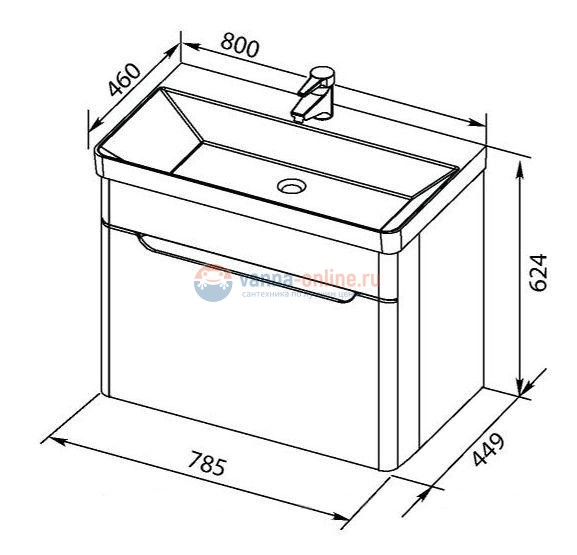 Тумба под раковину Aquanet София 80 00199869 подвесная
