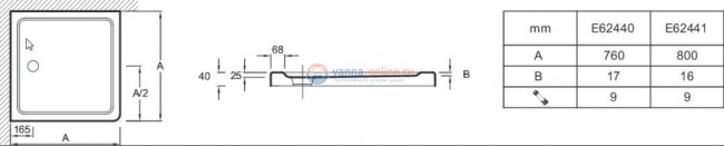 Поддон Jacob Delafon FLIGHT 80x80 см, E62440-F-00 с антискользящим покрытием Поддон Jacob Delafon FLIGHT 80x80 см, E62440-F-00 с антискользящим покрытием