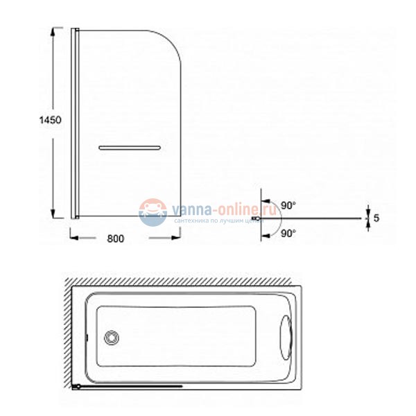 Шторка для ванны Jacob Delafon Odeon Up E4932-GA