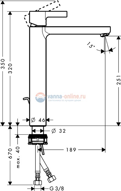 Смеситель для раковины Hansgrohe Metris S Highriser 31022000, высокий Смеситель для раковины Hansgrohe Metris S Highriser 31022000, высокий