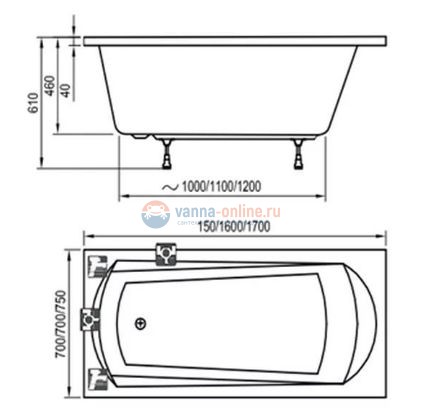 Акриловая ванна Ravak Domino 160 х 70 см, белая, C621000000