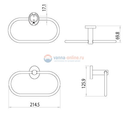 Полотенцедержатель Lemark Atlantiss LM3235C, овал Полотенцедержатель Lemark Atlantiss LM3235C, овал