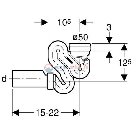 Сифон для писсуара Geberit 152.942.11.1, горизонтальный Сифон для писсуара Geberit 152.942.11.1, горизонтальный