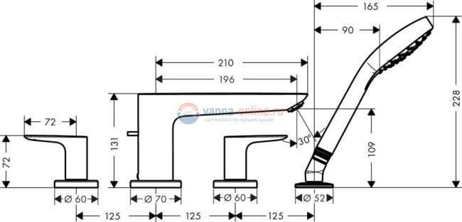 Смеситель Hansgrohe Talis E 71748000 для ванны