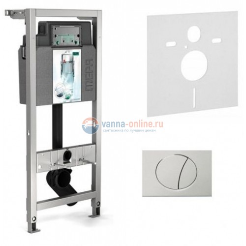 Инсталляция для унитазов Mepa VariVIT A31 514306 4 в 1 с кнопкой смыва Sun хром с удлиненным крепежом 90-500 мм Инсталляция для унитазов Mepa VariVIT A31 514306 4 в 1 с кнопкой смыва Sun хром с удлиненным крепежом 90-500 мм