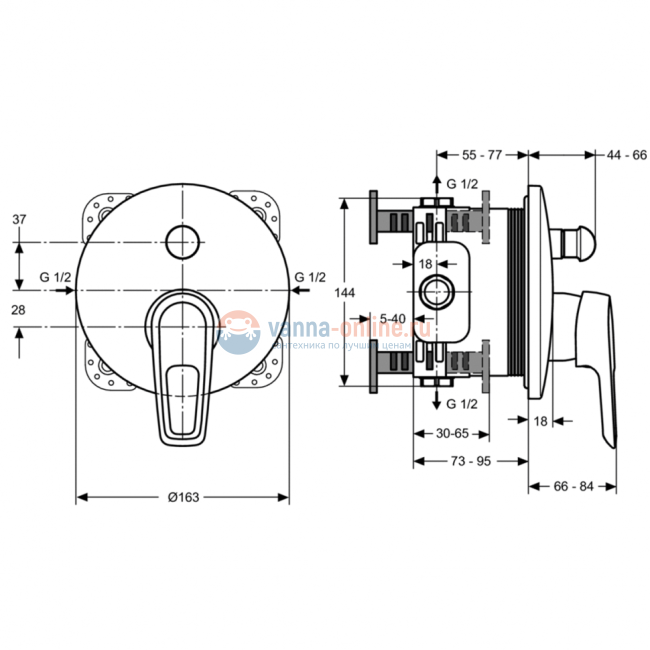 Встраиваемый смеситель для ванны/душа Ideal Standard CERAMIX BLUE A5664AA