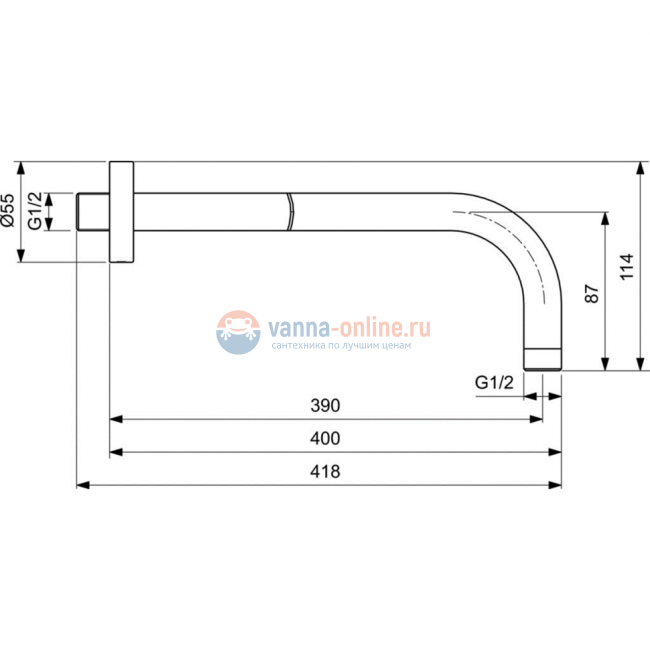 Настенный держатель верхнего душа 400 мм Ideal Standard B9445XG
