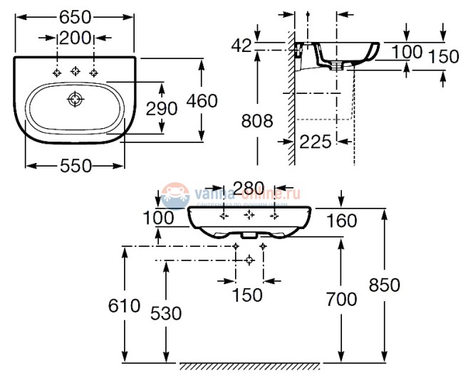 Раковина Roca Meridian-N 327242000, 60 x 46 см Раковина Roca Meridian-N 327242000, 60 x 46 см