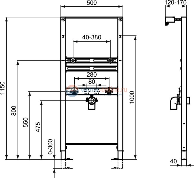 Рама для монтажа подвесной раковины Ideal Standard PROSYS R010267