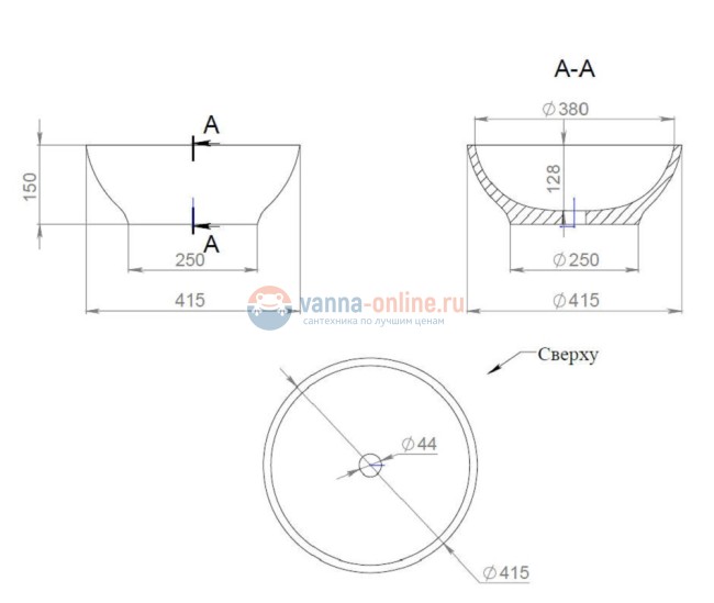 Раковина накладная Salini Gloria 303, 41,5 x 41,5 х 15 см, из материала Solix, матовая белая 1102203M