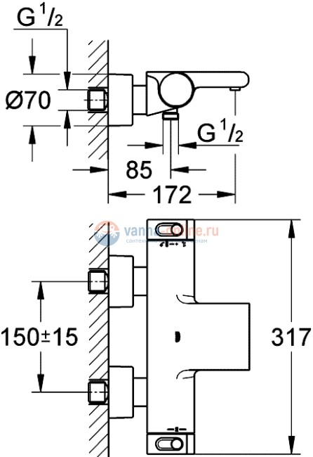 Термостат Grohe Grohtherm 2000 New 34174001 для ванны Термостат Grohe Grohtherm 2000 New 34174001 для ванны