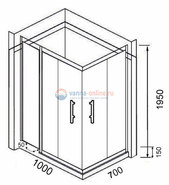 Душевое ограждение Parly QZ71S L/R (QZ71S) 100 x 70 см
