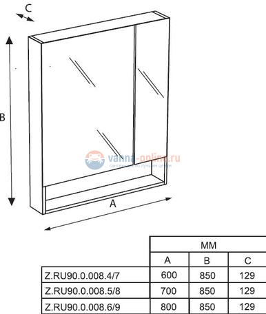 Зеркальный шкаф Roca The Gap 80 ZRU9302753, цвет фиолетовый