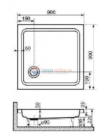 Душевой поддон RGW Style 16180199-11 90 x 90 см акриловый, квадратный, цвет белый Душевой поддон RGW Style 16180199-11 90 x 90 см акриловый, квадратный, цвет белый