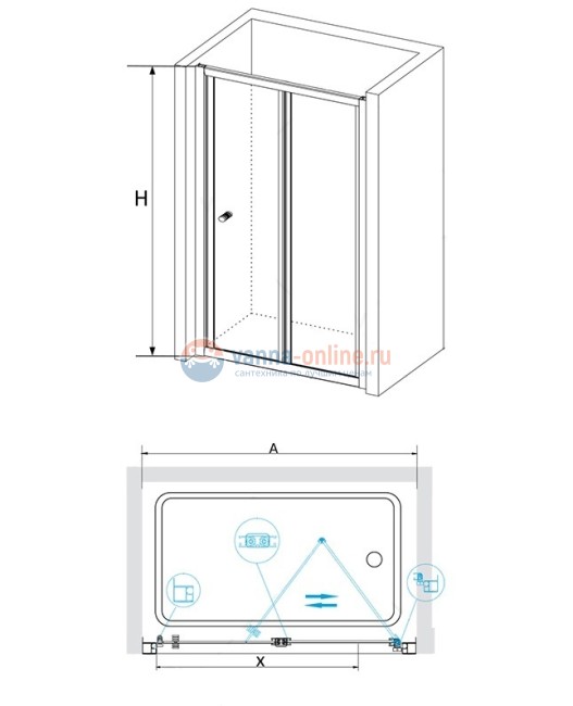 Душевая дверь RGW CL-21, 04092108-51, 80 х 185 см складная, стекло шиншилла, хром