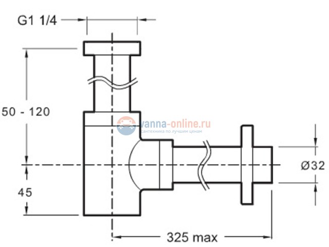 Сифон для раковины Jacob Delafon E78297-CP бутылочный, хром