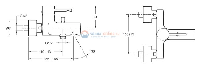 Смеситель Jacob Delafon Cuff E45532-CP для ванны и душа Смеситель Jacob Delafon Cuff E45532-CP для ванны и душа