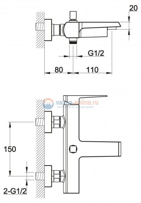 Смеситель для ванны и душа BelBagno Arlie ARL-VASM-CRM Смеситель для ванны и душа BelBagno Arlie ARL-VASM-CRM
