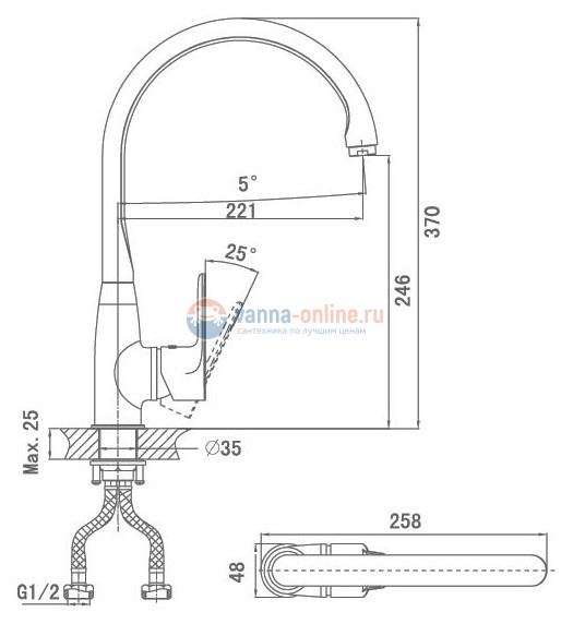 Смеситель D&K Durer Bayern DA1252401 для кухонной мойки Смеситель D&K Durer Bayern DA1252401 для кухонной мойки