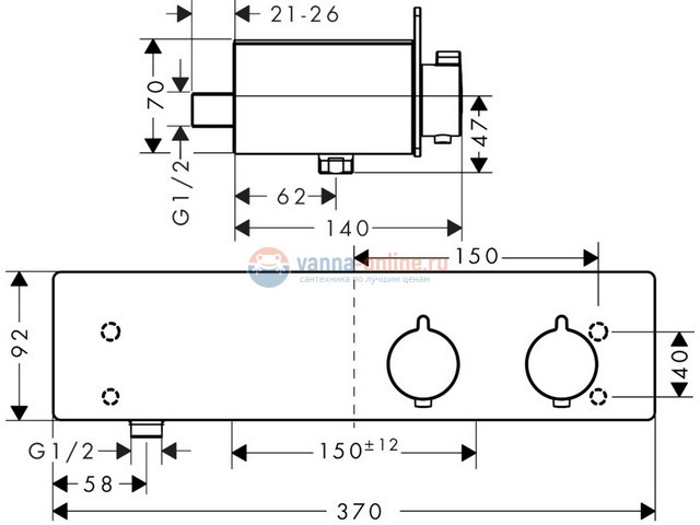 Смеситель для душа Hansgrohe ShowerTablet 350, 13102400, термостатический, белый/хром