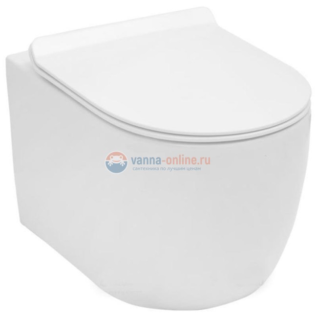 Подвесной унитаз Aquanet Rimless Cetus-W BL-102N-WHT с тонкой крышкой-сиденьем с микролифтом, безободковый